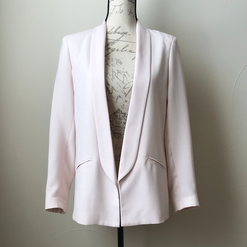 TOPSHOP pink open front blazer.